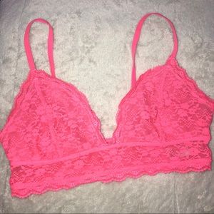 SOLD Sexy Hot Pink Floral Lace Bralette